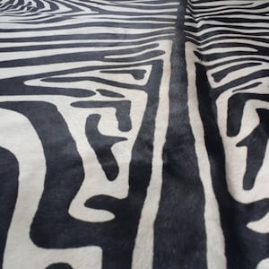 Cowhide Rug ZEBRA BLACK WHITE Unique Peau de Vache Imprimée Zebra Printed Cowhide image 4