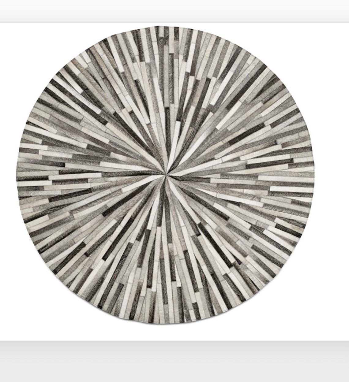 ROUND BLUE GREY Stripes Cowhide Patchwork Rug. Amazing Etsy