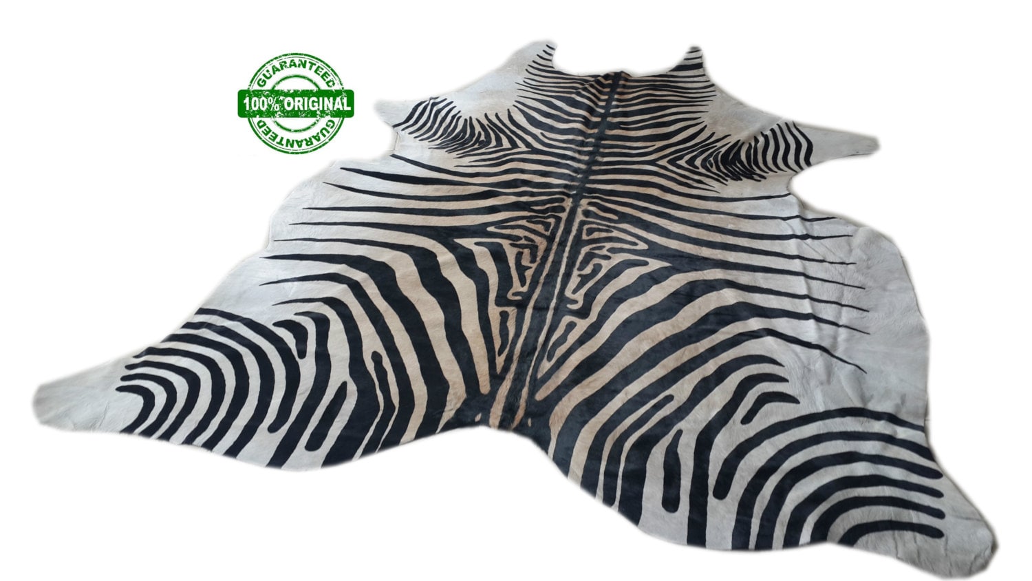 牛革ラグ ZEBRA BLACK WHITE 個性的！ a427 7.2 x 6.2 フィート Peau