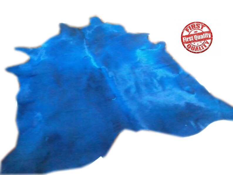 Cowhide Rug BLUE Dyed Unique XL A301 7.9 X 6.9 Ft Etsy