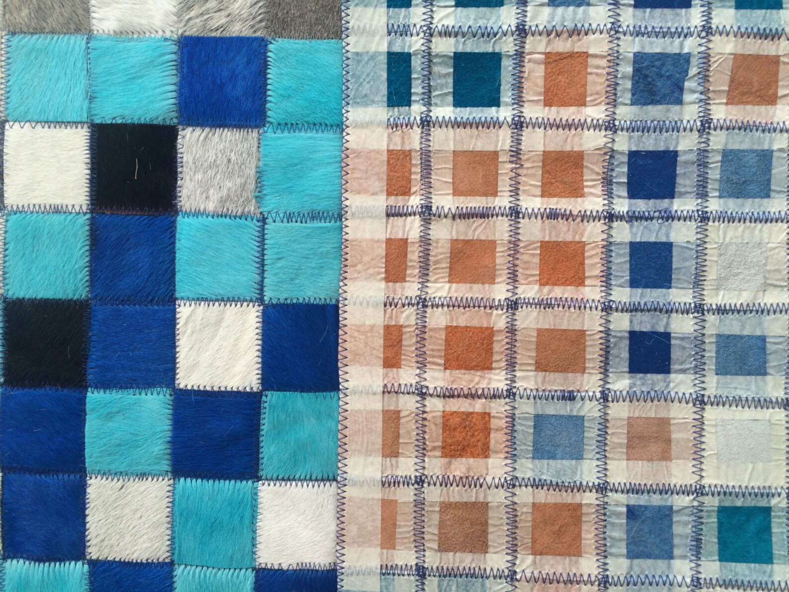 Cowhide Patchwork Rug. BLUE FADE Amazing Design. 4.6 Ft X 6 Etsy