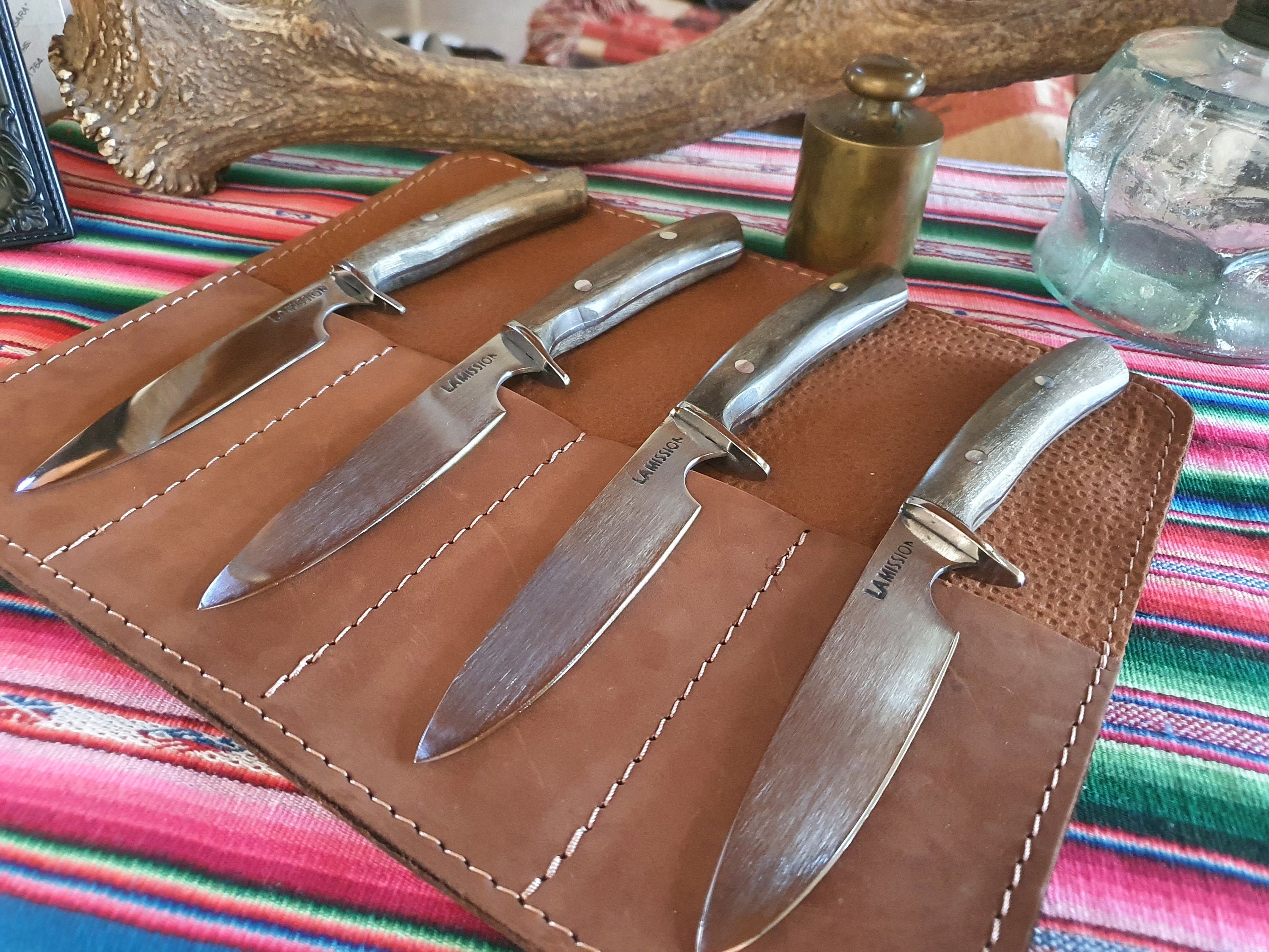 4 STEAK KNIVES Argentine Gaucho Wood Handle Stainless Steel Etsy