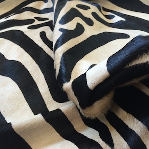 Cowhide Rug ZEBRA BLACK WHITE Unique!  a340 7.0 x 6.0 ft Peau de Vache Imprimée  Piel de Vaca Impresa Cebra