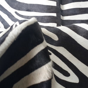 Cowhide Rug ZEBRA BLACK WHITE Unique Peau de Vache Imprimée Zebra Printed Cowhide image 3