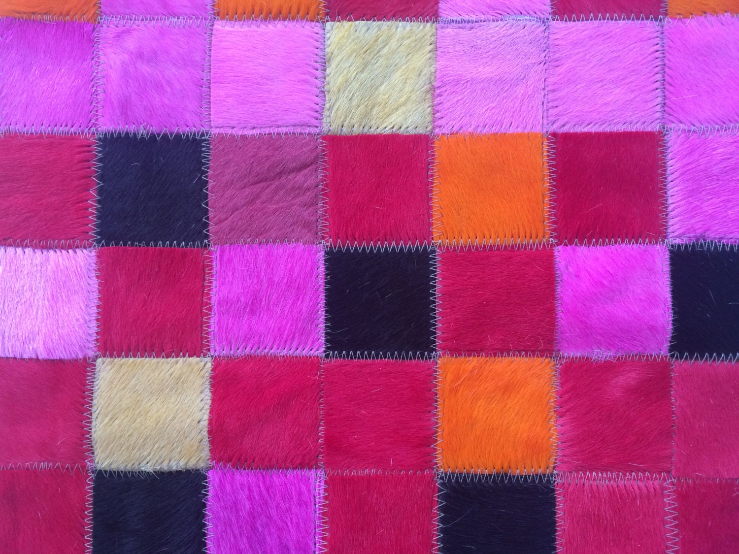 Cowhide Patchwork Rug. FUCHSIA FADE Amazing Design. 4.6 Ft Etsy