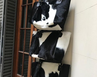 Cowhide Purse Unique Piece Cow Hide Handbag. Leather Bag.