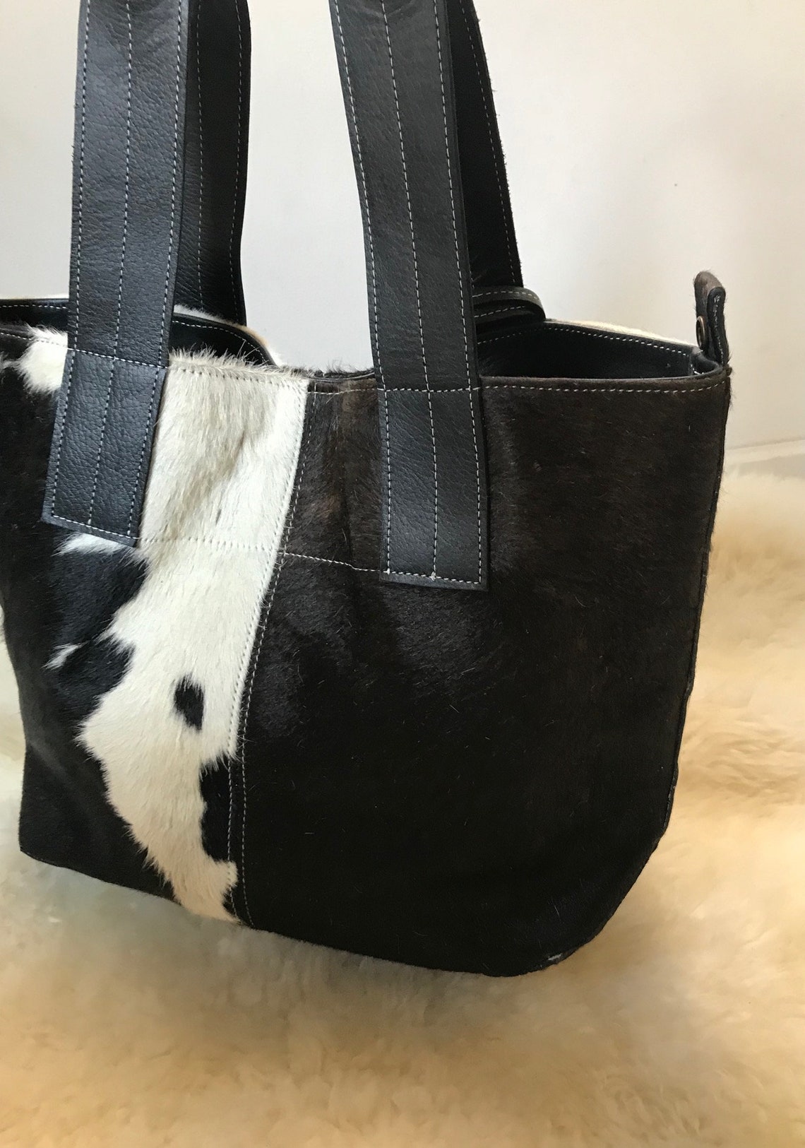 Cowhide Purse Unique Piece Cow Hide Handbag. Leather Bag | Etsy