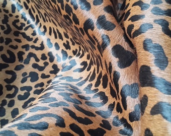 Cowhide Rug LEOPARD PRINT!. Unique! XL! a434 Peau de léopard. Cow Skin