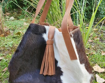 Cowhide Purse Unique Piece Cow Hide Handbag. Leather Bag. - Etsy