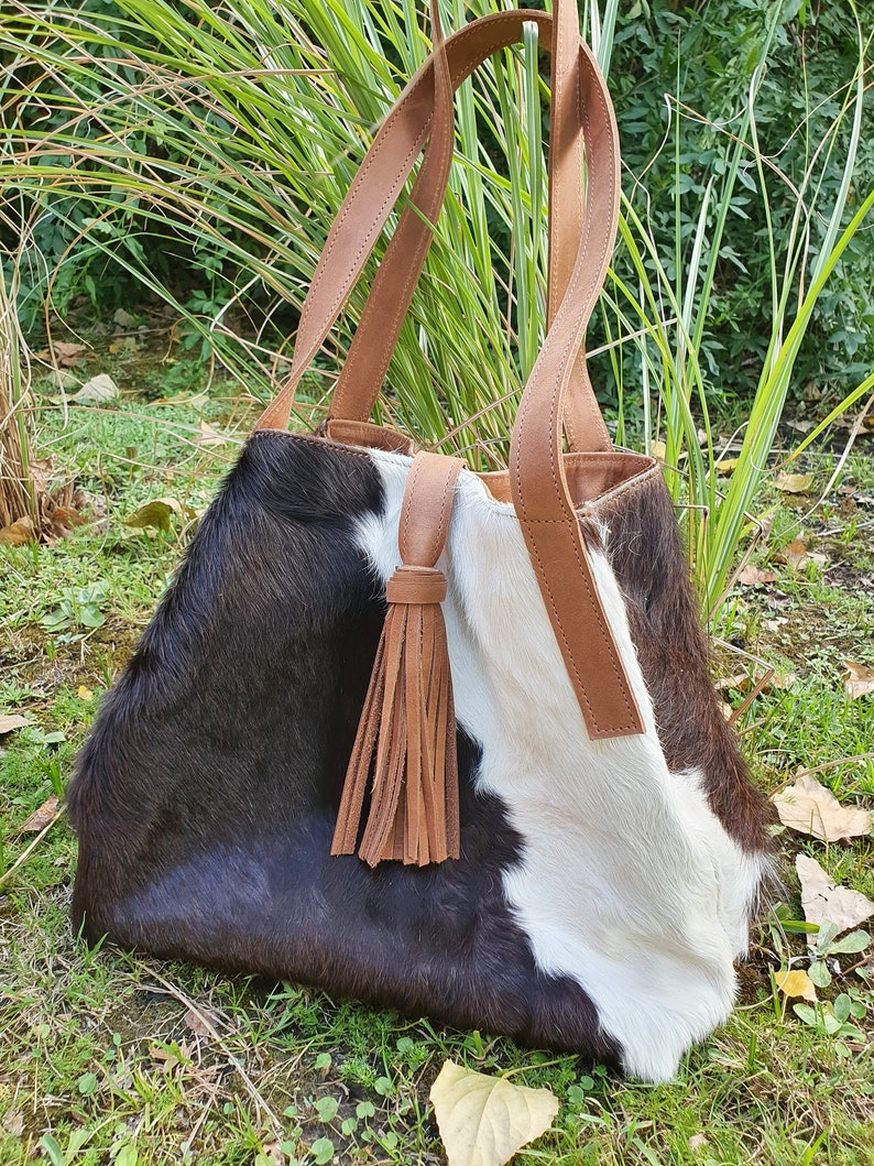 Cowhide Purse Unique Piece Cow Hide Handbag. Leather Bag. | Etsy