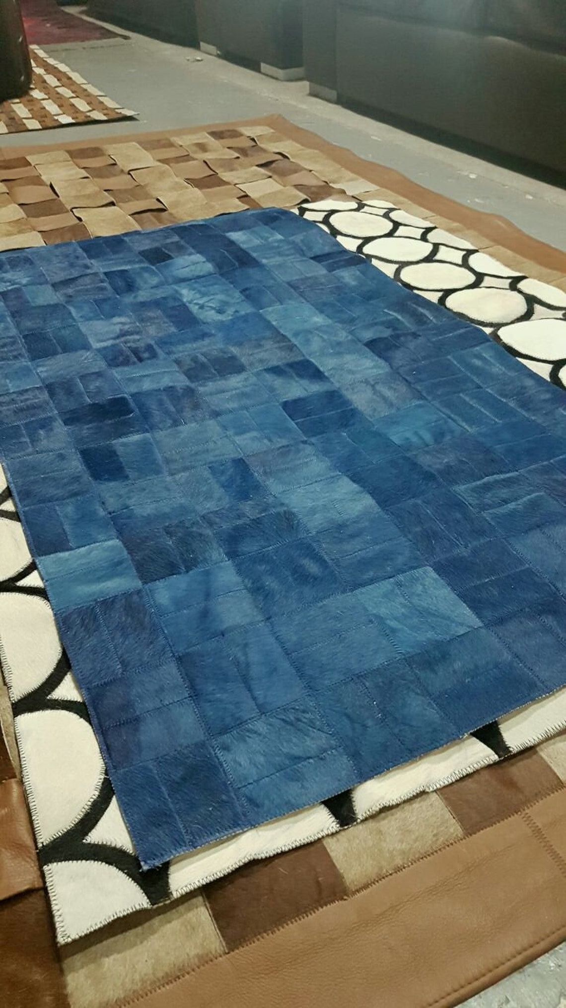 Cowhide Rug NAVY BLUE Dyed Unique XL Cow Hide Rug Etsy