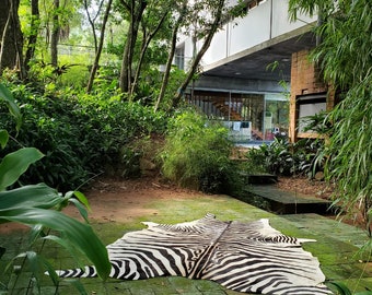 ZEBRA XL Cowhide Stenciled Rug Handmade! Amazing!! Peau de ZEBRE