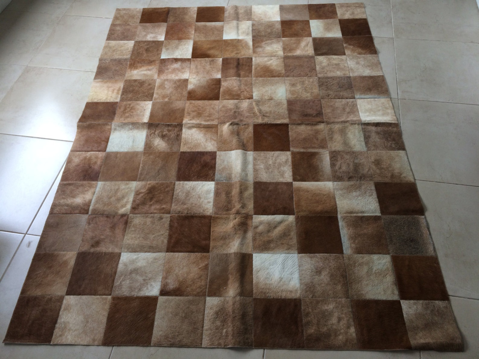 Cowhide Patchwork Rug. CAMEL CARAMEL!! Amazing Design! 6ft X 8ft ...