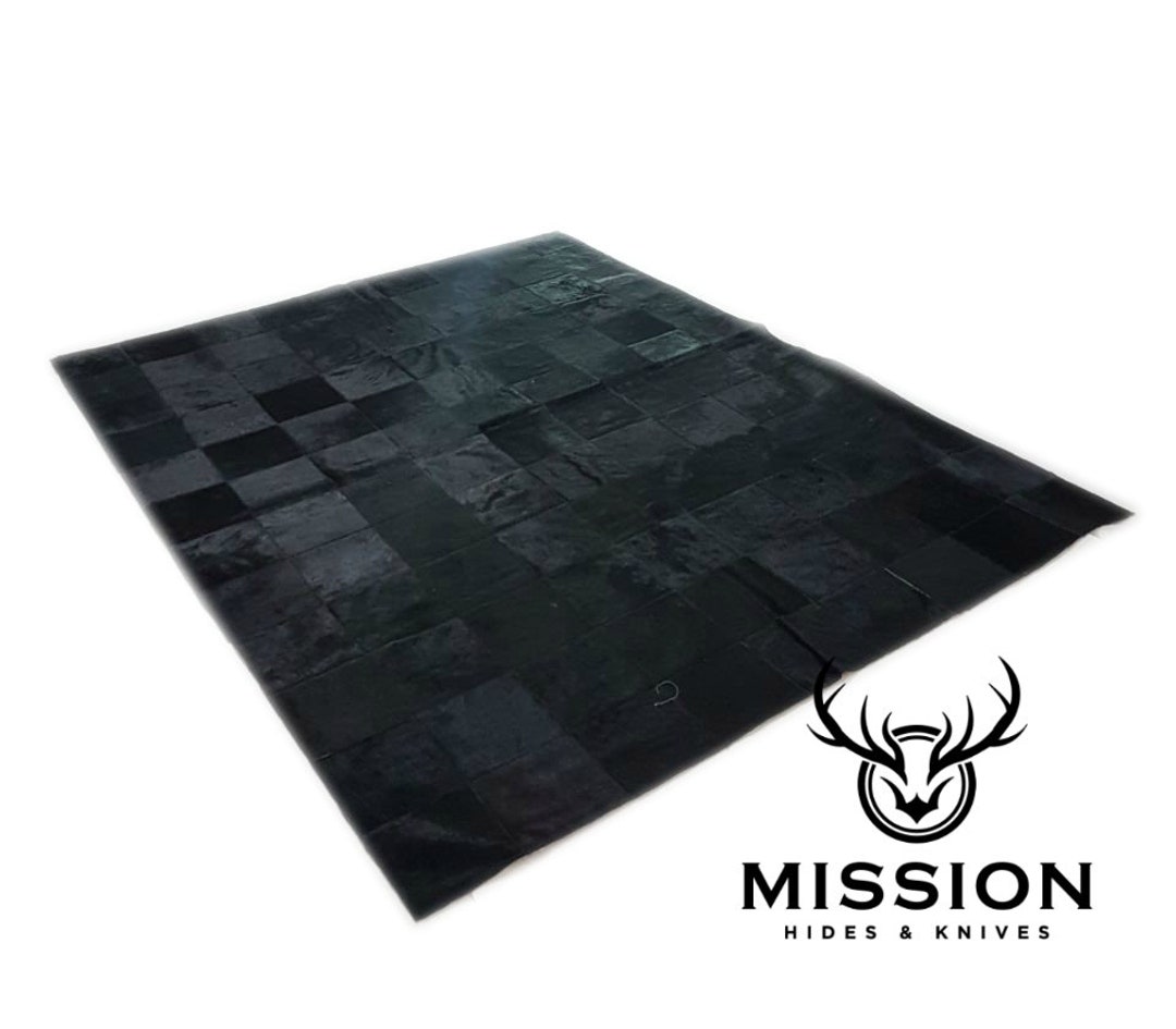 Black Cowhide Patchwork Rug 1.8 X 2.4 M Tapis Peau Vache Kufhell