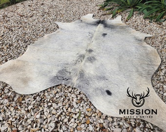 GRAY Xl SALT PEPPER Cowhide Rug Peau de Vache Cowhide