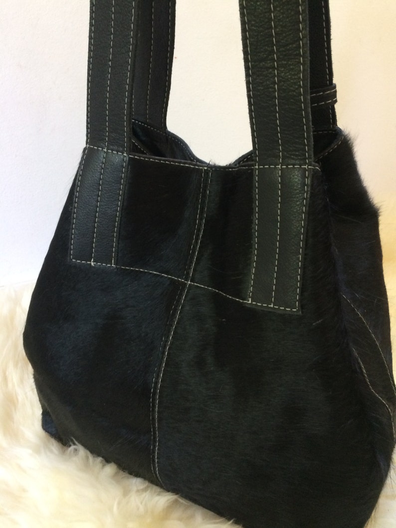 Black Cowhide Purse Unique Piece Cow Hide Handbag. Leather | Etsy