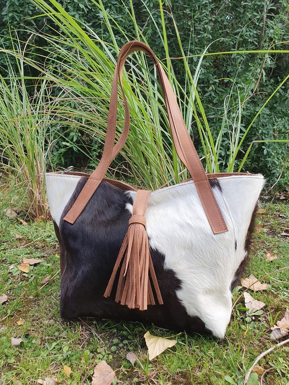Alana - Large Tooled Leather & Cowhide Bag with Fringe – Holmes & Hide