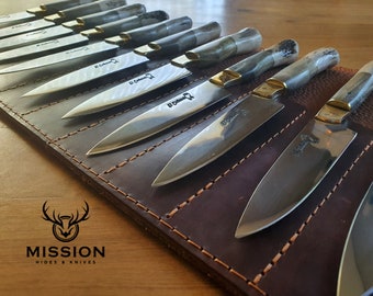 Argentine Gaucho STEAK KNIVES SET x 12 Deer Horn Stainless Steel Mission Argentina.