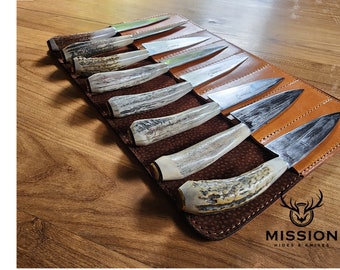 Deer Horn STEAK KNIVES SET x 8 Stainless Steel  Gaucho Knives  Mission Argentina. Father Day
