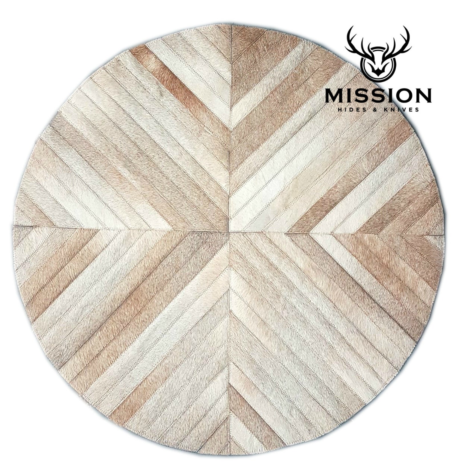 ROUND Stripes Cowhide Patchwork RUG. AMAZING Etsy