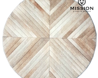 ROUND Stripes Cowhide Patchwork RUG. AMAZING!