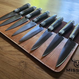 Argentine Asado GAUCHO STEAK KNIVES Set x 8 Deer Horn Carbon Steel Mission Argentina.