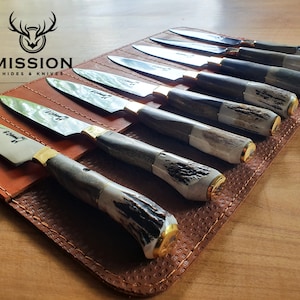 STEAK KNIVES X 8 SET Deer Horn Gaucho Steak Knives Deer Horn Mission Argentina