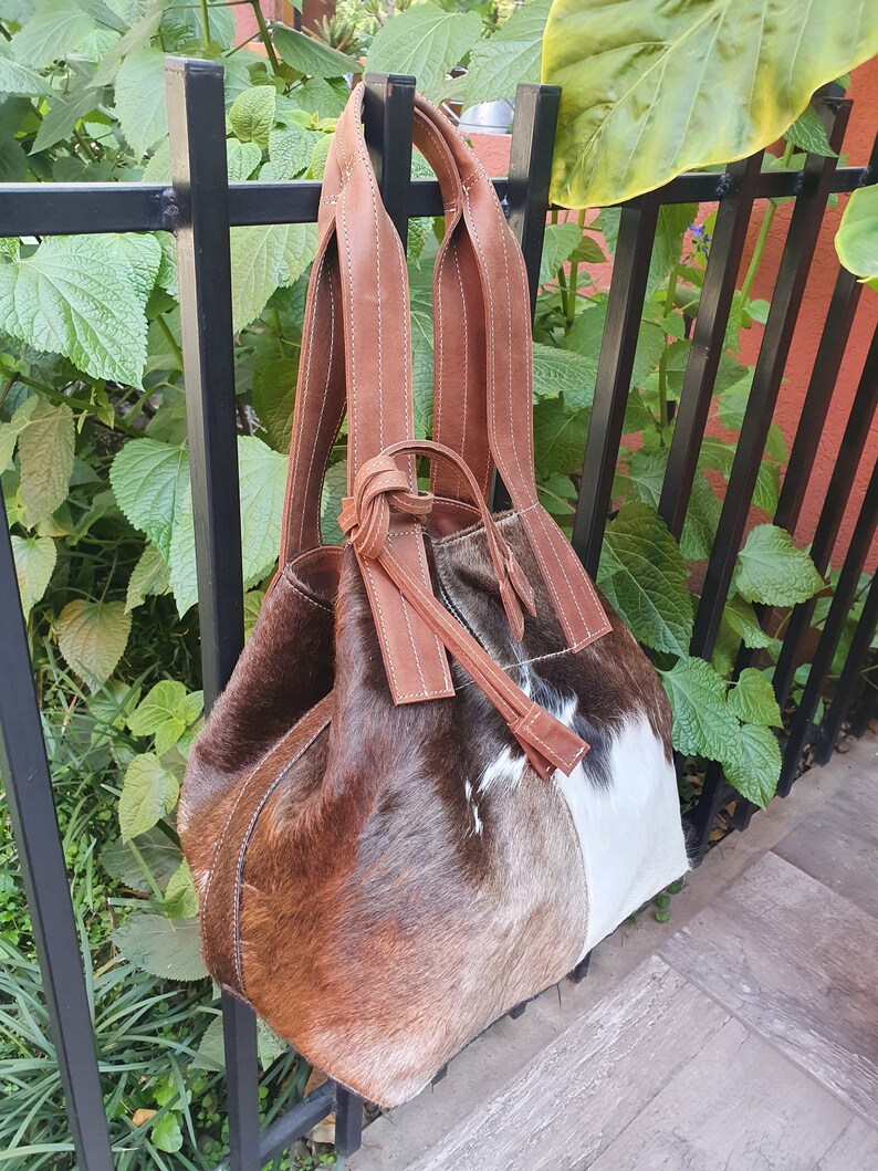 Cowhide Purse Unique Piece Cow Hide Handbag. Leather Bag Sac - Etsy