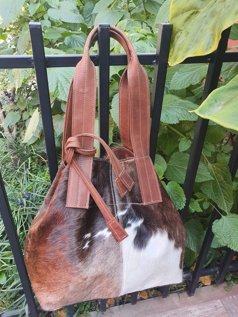 Cowhide Purse Unique Piece Cow Hide Handbag. Leather Bag Sac Etsy