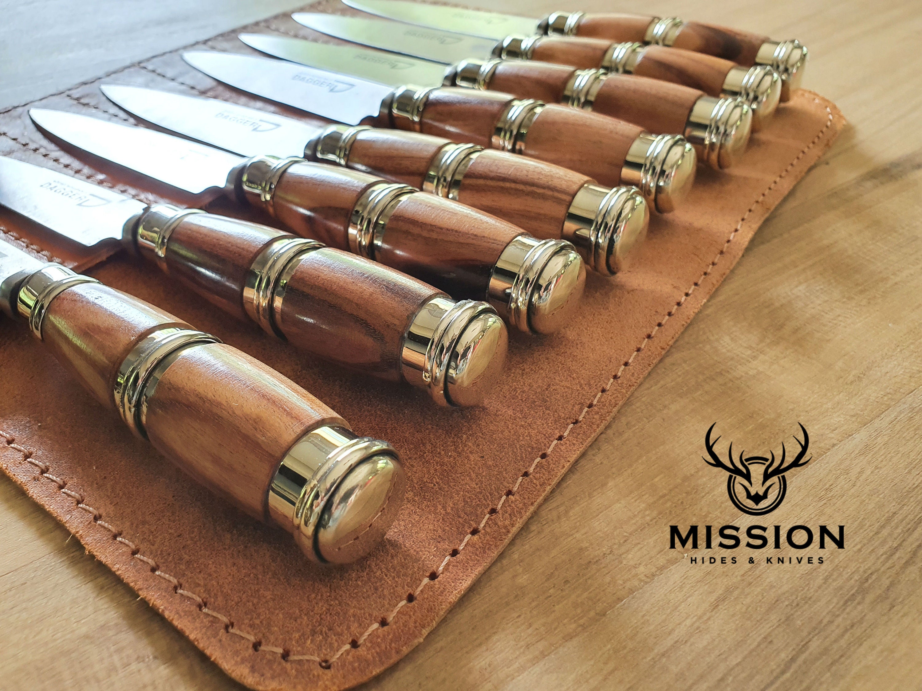 8 STEAK KNIFE SET Argentine Gaucho Stainless Steel Mission Argentina. Handmade