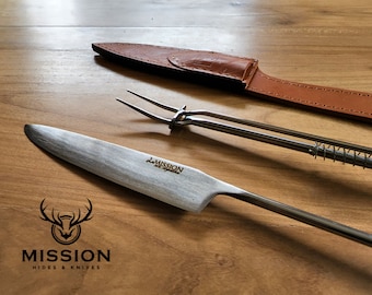 Argentine Gaucho Asado  Barbecue Set Knife Fork Stainless Steel. Mission Argentina.