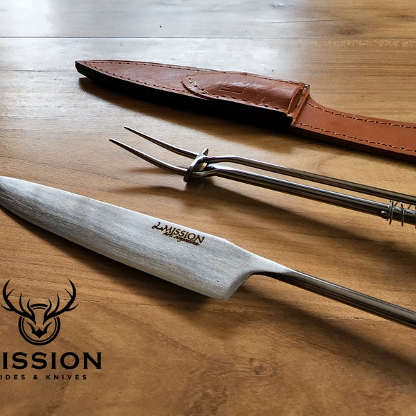 Argentine Gaucho Asado  Barbecue Set Knife Fork Stainless Steel. Mission Argentina.