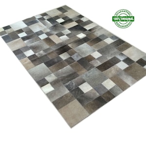 Cowhide Patchwork Rug GRAY GRAY 4 ft x 6 ft! A344.