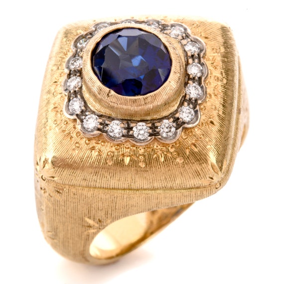 Buccellati Diamond Sapphire 18K Statement Cocktail Ring Etsy Israel