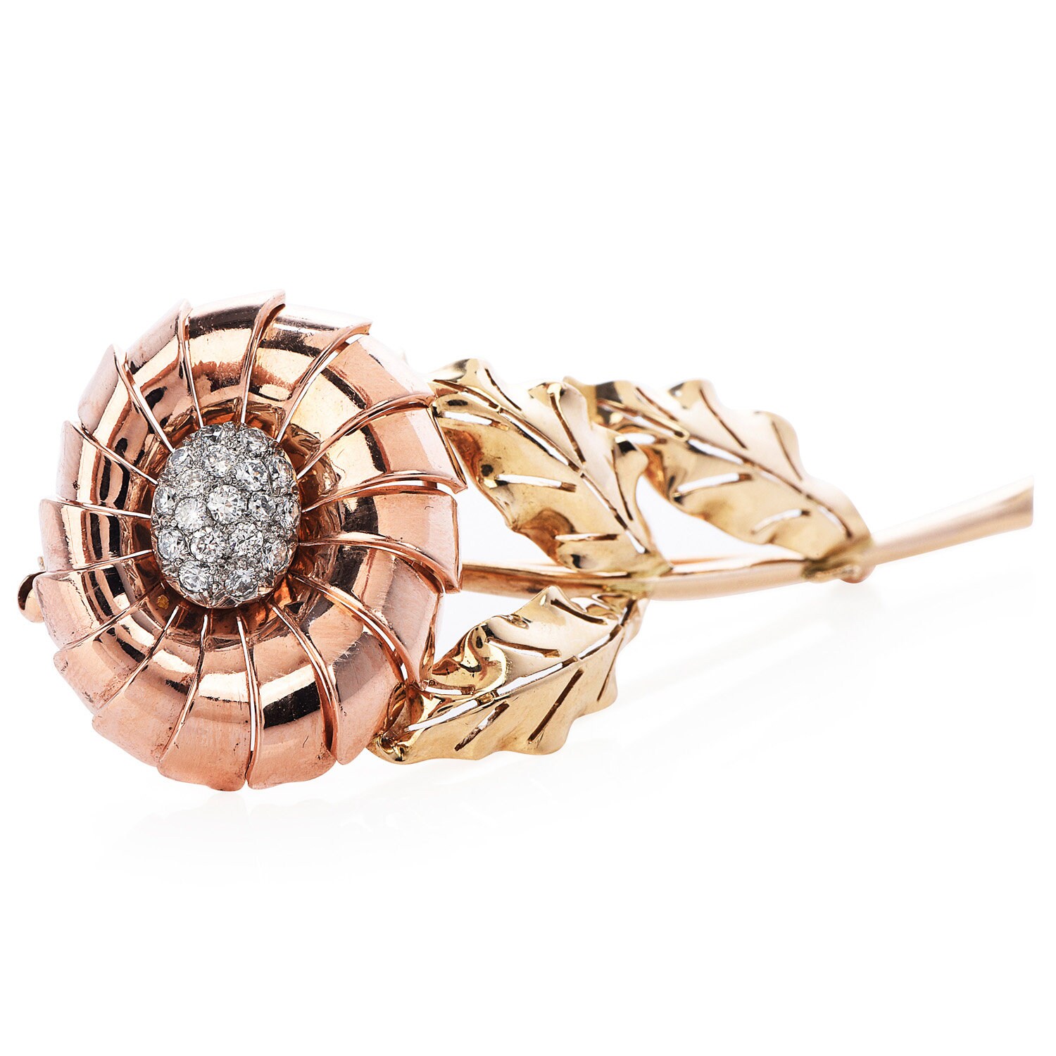 Cartier Vintage Diamond 14K Rose Gold Flower Brooch Pin - Etsy