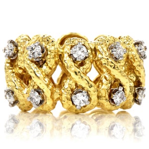 David Webb Vintage Diamond 18K Yellow Gold Platinum Vintage Infinity Eternity Band Ring