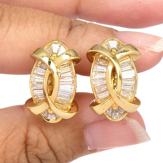 Kurt Wayne Diamond 18K Yellow Gold Bypass Oval Cl… - image 2