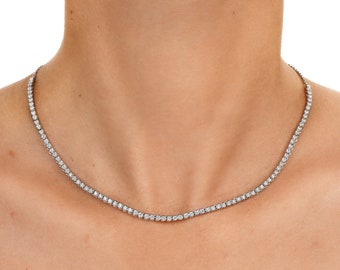 Estate 2.08cts Diamond 14K White Gold Tennis Line Link Chain Necklace