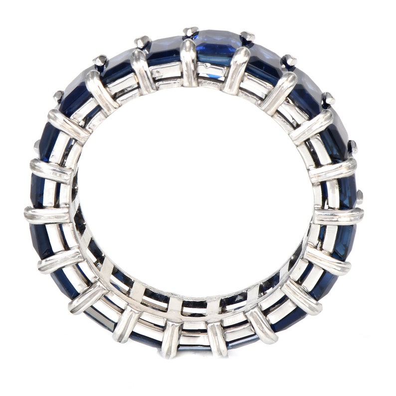 Modern 25 carats Blue Sapphire Platinum Eternity Band Ring image 4