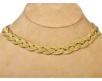 Buccellati Vintage 18K Yellow Gold Braided Rope Collar Chain Necklace