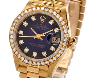 Rolex President Blue Stella Diamond Dial & Bezel Ladies Watch ref 69138