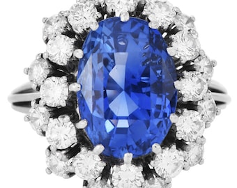 Royal Blue Sri Lanka GIA No Heat Sapphire 10.50cts Diamond Ring