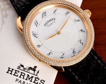 9カラットゴールド製ヴィンテージ エルメス 機械式腕時計 1963年刻印