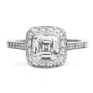 Tiffany & Co. Legacy 1.74ct GIA Cushion Diamond Platinum Halo Engagement Ring