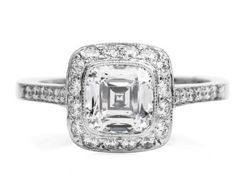 Tiffany & Co. Legacy 1.74ct GIA Cushion Diamond Platinum Halo Engagement Ring