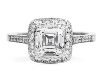 Tiffany & Co. Legacy 1.74ct GIA Cushion Diamond Platin Halo Verlobungsring