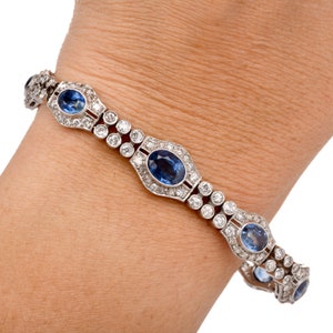 Walser Wald Vintage Deco Diamond Sapphire Platinum Bracelet