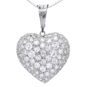 Estate 7.50cts Diamond Heart 18K Gold Heart Cluster Enhancer Pendant