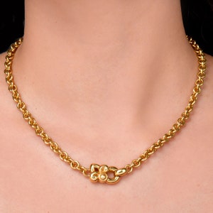 Collar de cadena Rolo con flor de lis en oro de 18 quilates de Garrard & Co. London - 16,5 pulgadas