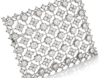 Mario Buccellati Vintage Diamond Window of Snowflakes Platinum Brooch